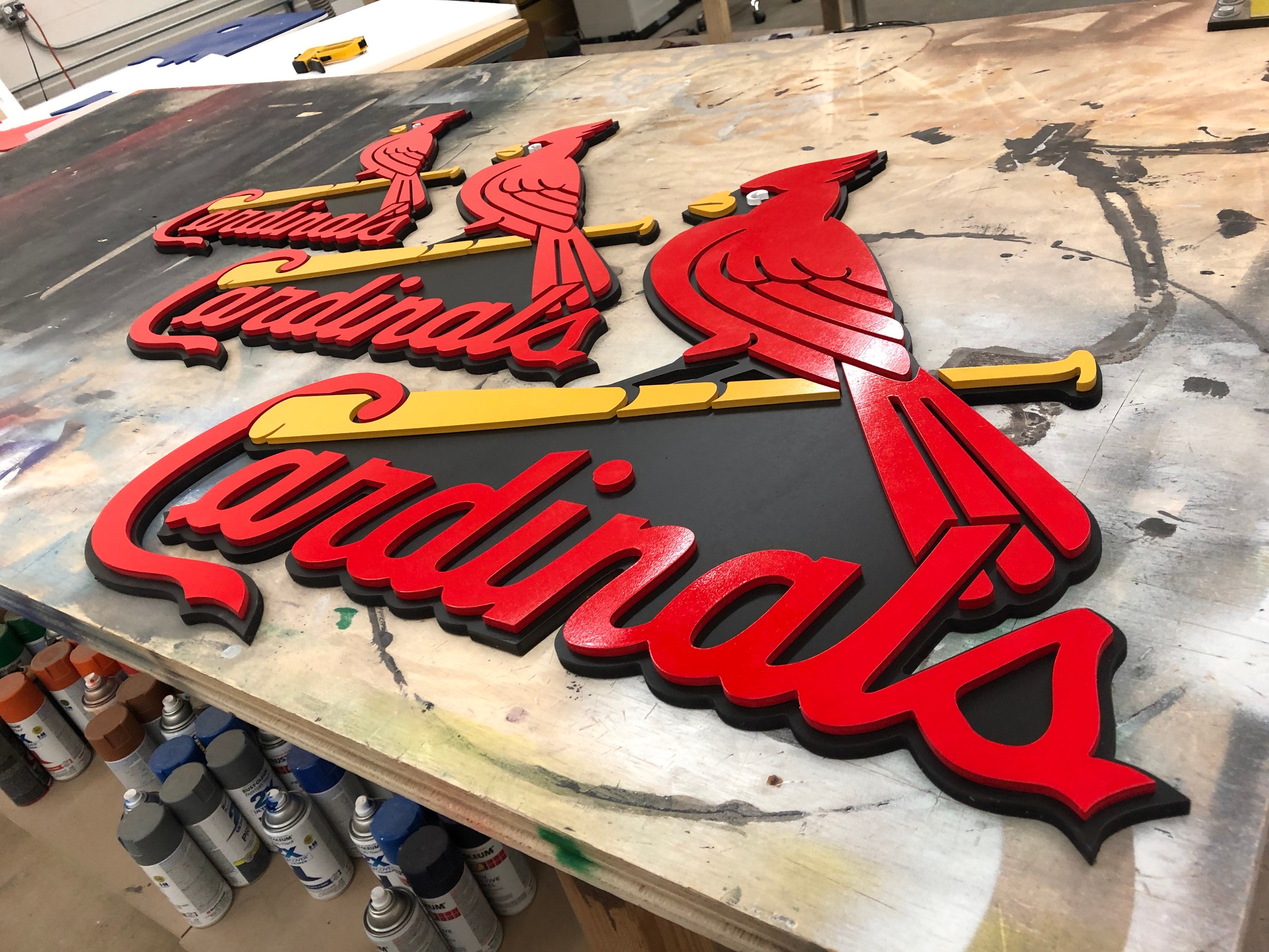HUGE 3D Cardinals St. Louis Cardinals Handmade Wall Art | Etsy