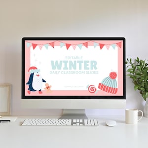 Winter Daily Classroom Slides | Editable Canva Template | Teacher Digital Resource | Classroom Management & Organization