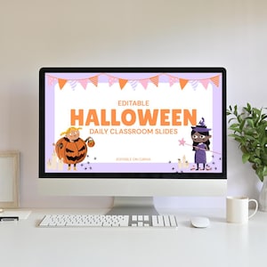 編集可能なハロウィーンの毎日の教室スライド | Canvaテンプレート