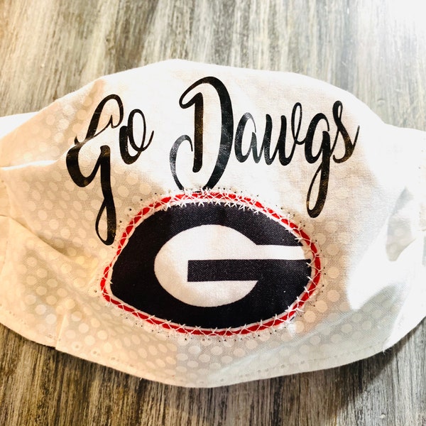 UGA Georgia Bulldogs face mask white adult ‘Go Dawgs’