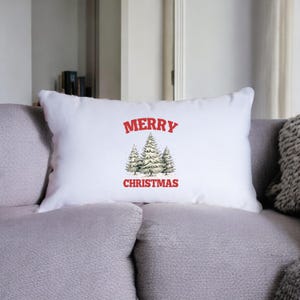 Cuscino a forma di albero di pino innevato, decorazione natalizia, decorazione rustica per la casa, federa per cuscino natalizio, cuscino di Buon Natale, decorazione accogliente per la casa, regalo per la nuova casa