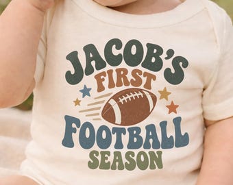 Personalized First Football Season ONESIES® Brand Bodysuit, Custom Name Baby Football Bodysuit, Baby Boy Game Day Outfit, Football Baby Gift