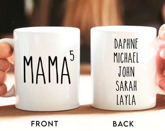 Custom Mama Of Five Mug, Mother Of Five Gift, Funny Mom Mug, New Mom Gift, Mother's Day Gift, Pregnancy Announcement, Mom Of 5, Five Kids