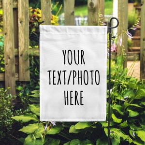 Bandiera da giardino personalizzata, regalo da giardino, decorazione da esterno, pubblicità, striscione per eventi, bifacciale - aggiungi la tua foto o il tuo testo