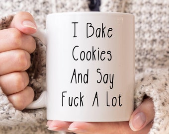 Taza para amantes de la repostería, horneo galletas y digo joder mucho, taza de café panadero, regalos para hornear, tazas divertidas con refranes, taza de cocinero, chef