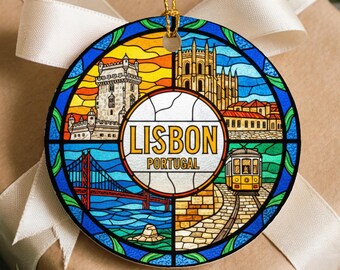 Lisbon Portugal Ornament, Travel Souvenir Christmas Ornament, Portugal Keepsake Gift, Lisbon Skyline Ornament, Vacation Memory Ornament 2025