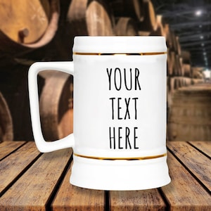 Custom Ceramic Beer Stein, Custom Beer Stein, Custom 22oz Beer Mug, Personalized Photo Beer Stein, Groomsmen Beer Stein, Fathers Day Dad image 1