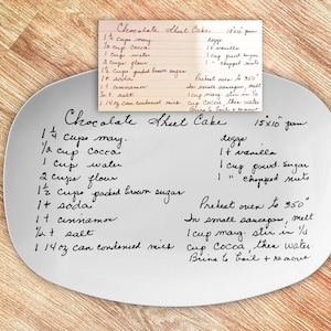 Custom Handwriting Recipe Platter, Christmas Gift, Handwritten Recipe Gift, Personalized Platter, Grandma Mothers Day Family Recipe Keepsake image 1