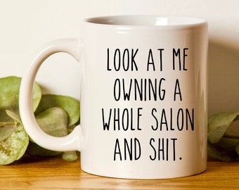 Salongsägaremugg, salongsägarepresent, hårsalongsägare, skönhetssalongsägare, boss lady-mugg, entreprenörmugg, hårstylist