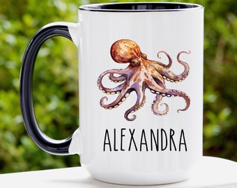 Octopus Mug, Custom Name Octopus Coffee Mug, Octopus Gifts For Women, Octopus Coffee Cup, Octopus Gifts, Octopus Cup, Personalized Mug