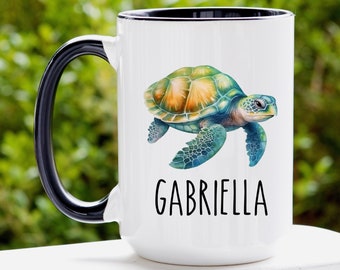 Personalized Turtle Mug, Cute Turtle Mug, Custom Sea Turtle Mug, Turtle Coffee Mug, Turtle Mug, Gift for Turtle Lover, Sea Turtle Gifts