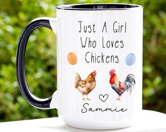 Just A Girl Who Loves Chickens Mug, Chicken Coffee Mug, Chicken Lover Mug, Chicken Lover Girl Gift, Chicken Girl Cup, Gift For Chicken Lover
