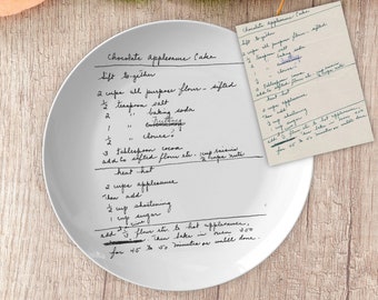 Assiette de recette manuscrite, Assiette de recette personnalisée, Assiette personnalisée, Assiette personnalisée, Cadeau de grand-mère, Cadeau de Noël, Recette de famille souvenir