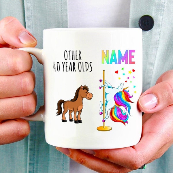 Mug 40e anniversaire, tasse licorne, cadeau 40e anniversaire, idée cadeau drôle 40e anniversaire, tasse à café, né en 1982, Forty Licious