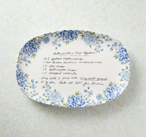 Custom Handwriting Recipe Platter, Floral Gift, Handwritten Recipe Gift, Personalized Platter, Grandma Family Recipe Keepsake, Mothers Day