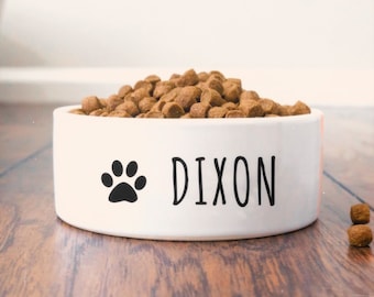 Personalized Dog Bowl, Pet Bowl Food Bowl, Cat Bowl, Custom Name, Gift for Pet, Water Bowl, Ceramic 6" or 7" Sizes, Small or Large Pet Bowl