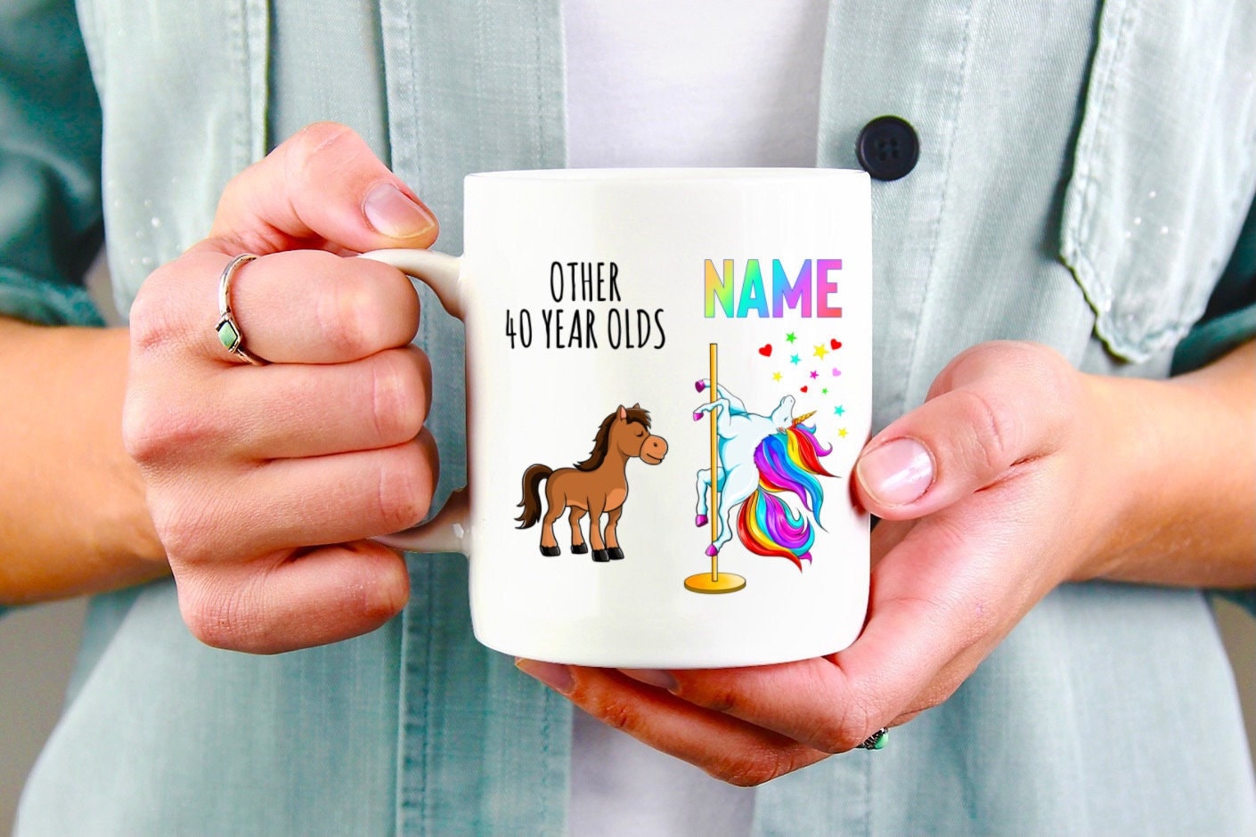 Taza de 40 cumpleaños, taza de unicornio, regalo de 40 cumpleaños, idea divertida de regalo de 40 cumpleaños, taza de café, nacido en 1982, Forty Licious