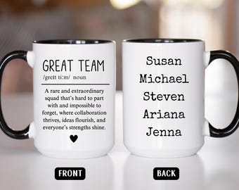 Team Geschenk, großartige Team Definition Tasse, personalisierte Team Kaffeetasse, Dream Team Tasse, Mitarbeiter Geschenk, Kollege Arbeitsgeschenke, bestes Team aller Zeiten