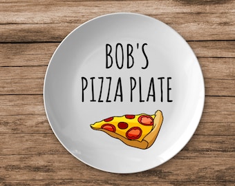 Personalized Pizza Plate, Custom Plate, Add A Custom Name, Personalized Gift For Pizza Lovers, 10" Polymer Dinnerware, Customizable Plates