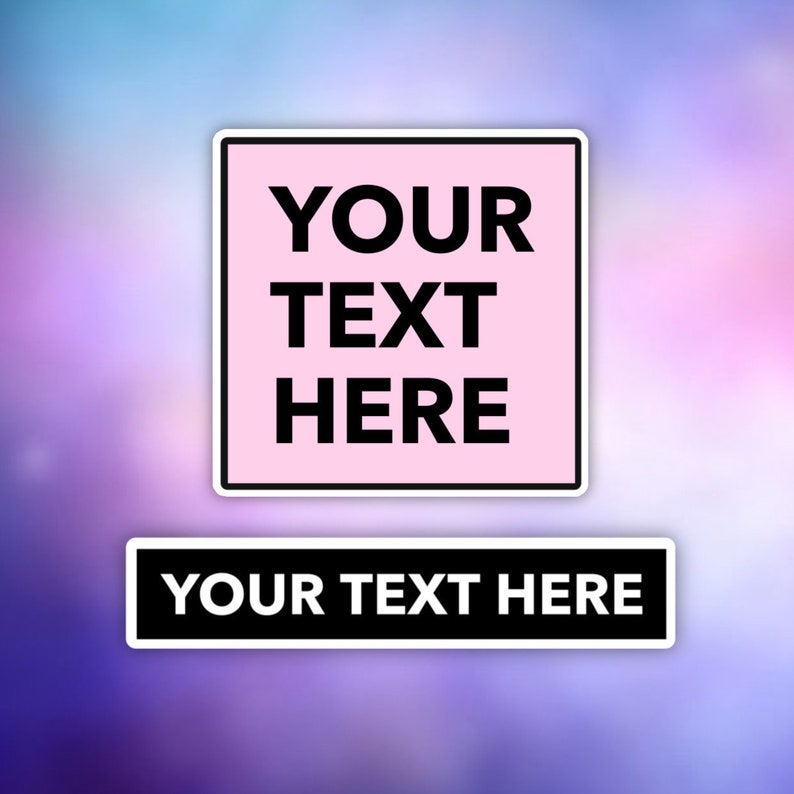 Laptop Sticker | Custom Text Sticker Square Box Logo Stickers Custom Vinyl Decals Cute Personalized Vinyl Waterproof Glossy Decals