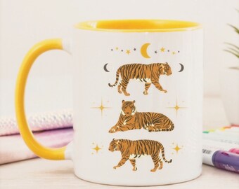 Vintage Tiger Mug, Aesthetic Tiger Mug, Oriental Tigers, Chinese Tiger Coffee Mug Cozy, Tiger Symbol, Aesthetic Cup, Cute mug