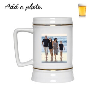 Custom Ceramic Beer Stein, Custom Beer Stein, Custom 22oz Beer Mug, Personalized Photo Beer Stein, Groomsmen Beer Stein, Fathers Day Dad image 4