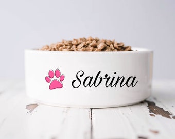 Personalized Dog Bowl, Pet Bowl Food Bowl, Cat Bowl, Custom Name, Gift for Pet, Water Bowl, Ceramic 6" or 7" Sizes, Small or Large Pet Bowl