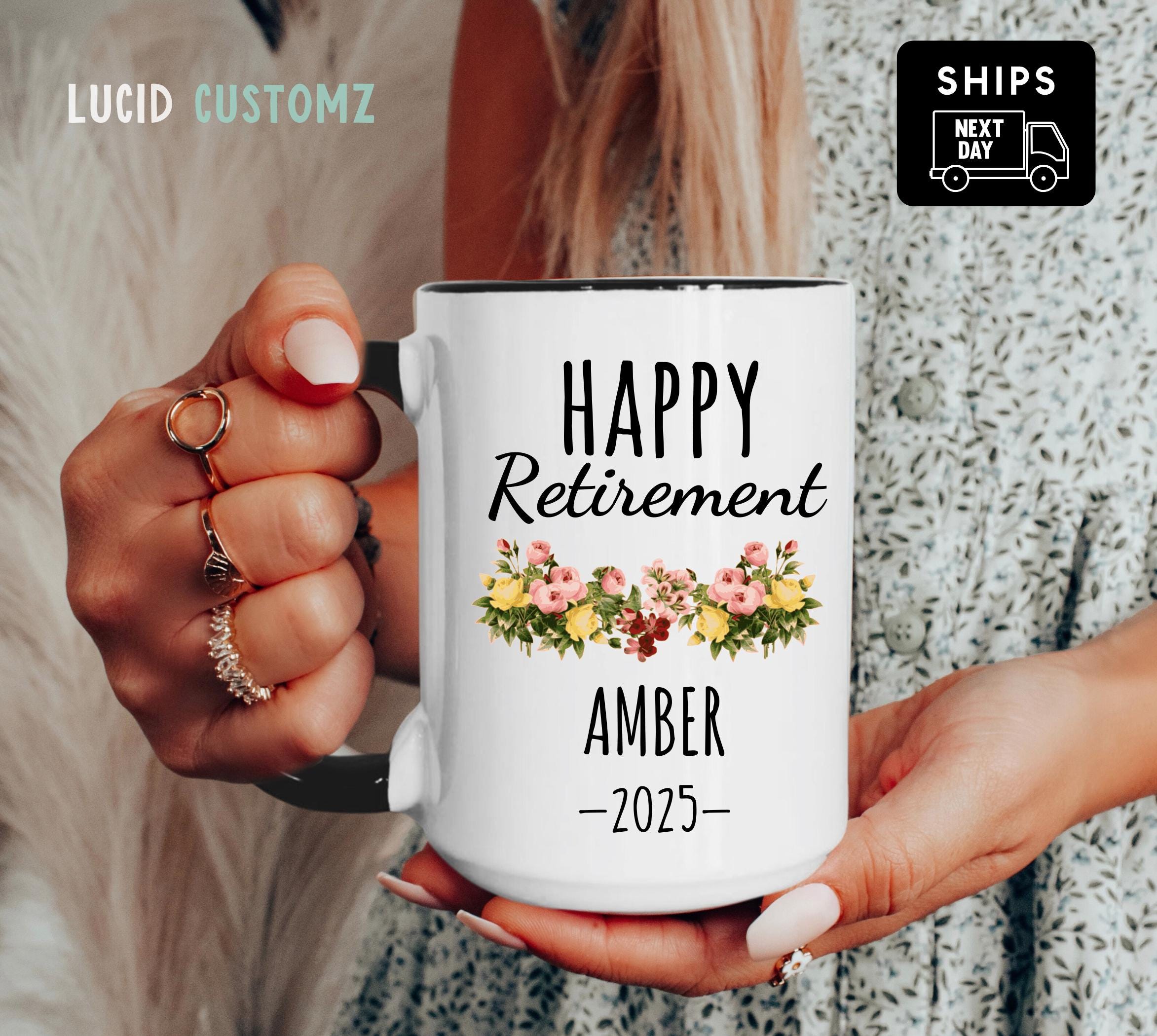 Personalized Retirement Mug, Retirement Gift For Her, Retirement Gift Mug, Retired Coworker Coffee Cup, Retired 2025 Mug, Custom Retired