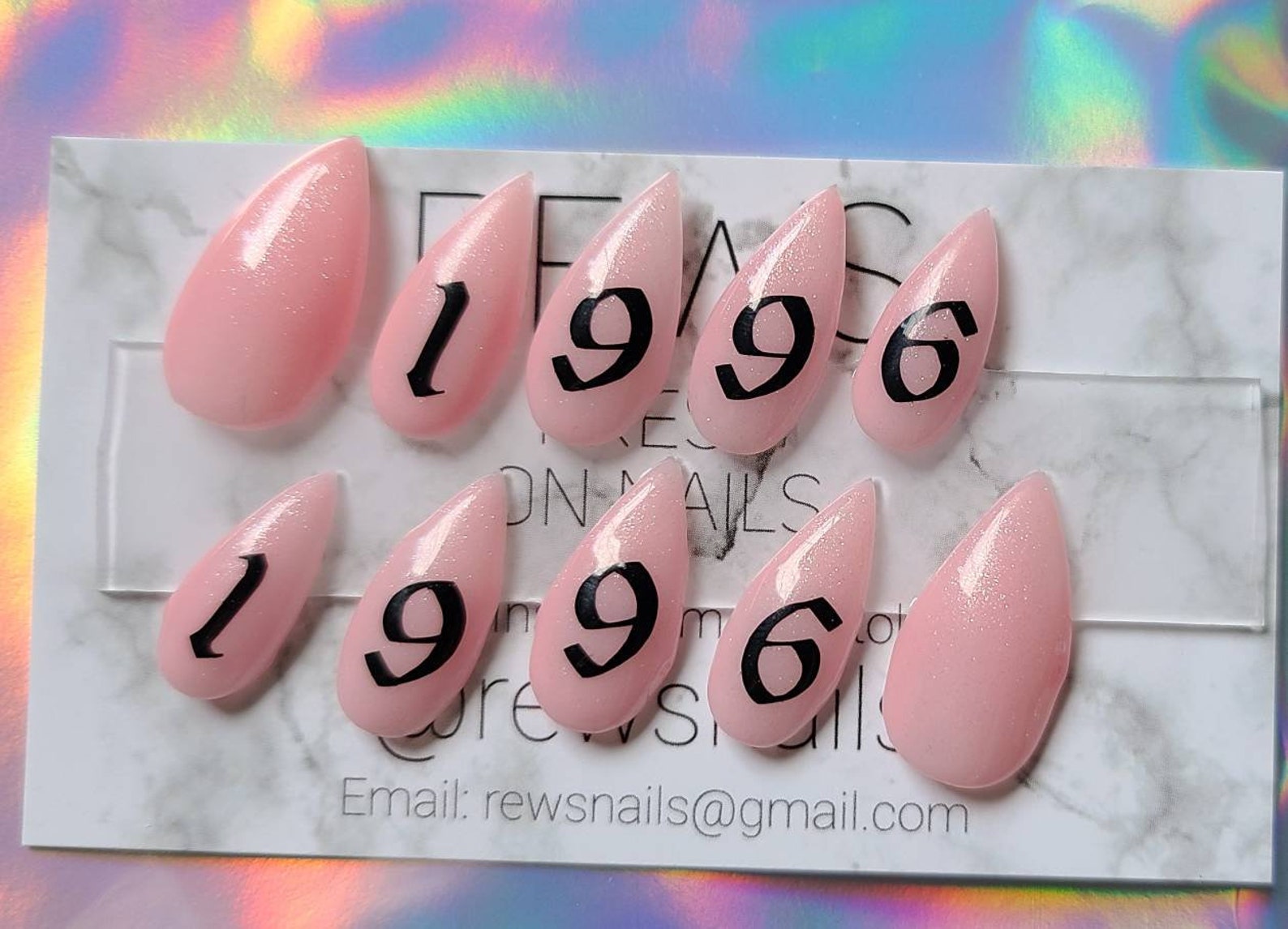 Birth year nails pink nails number nails Press on nails Etsy