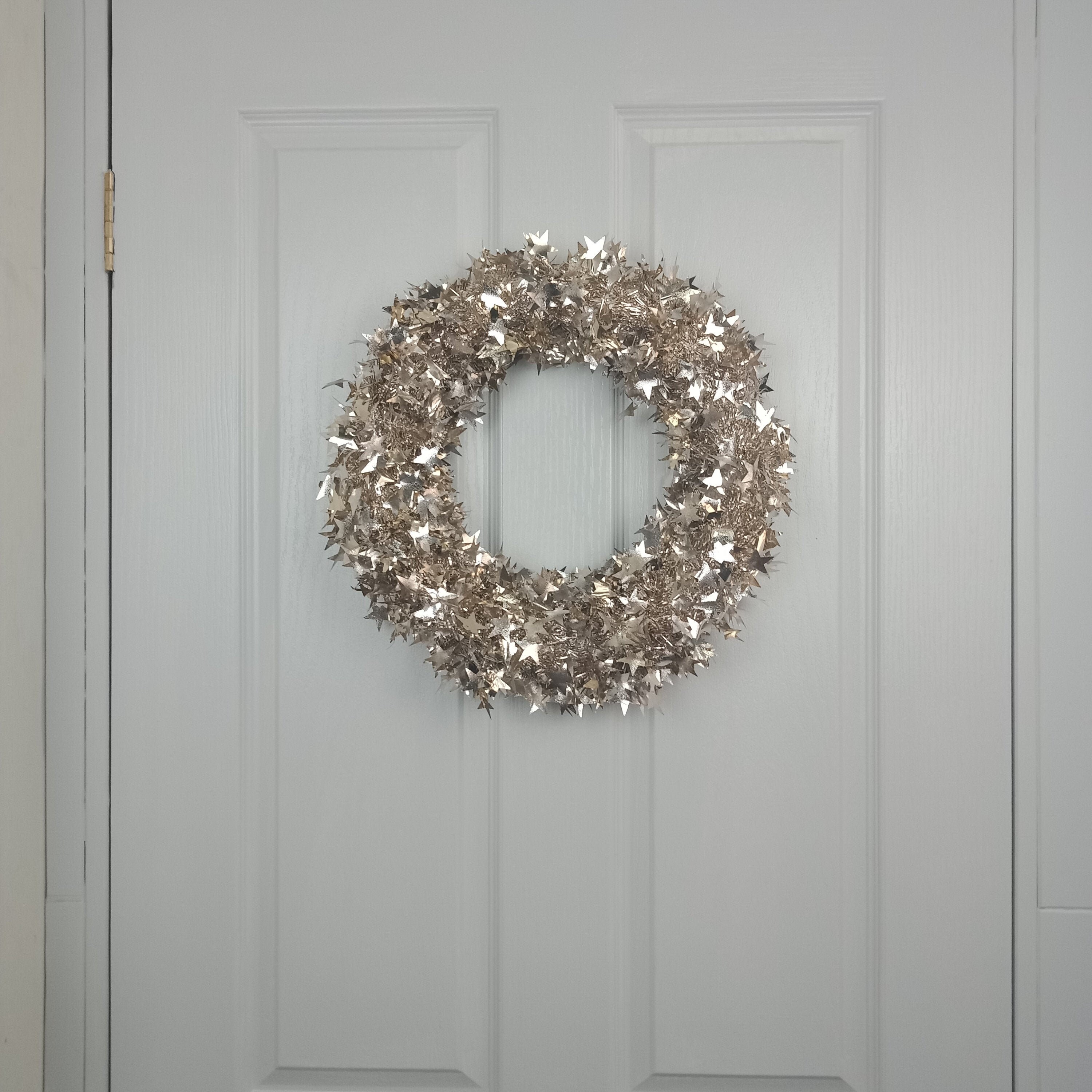 Gold Tinsel Everyday Wreath 38cm Wide For Front Door Etsy