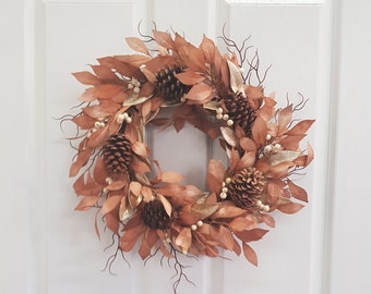 Pinecone Autumn Wreath - Fall Wreath - White Berry Wreath - For Front Door