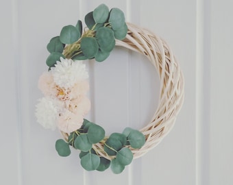 Flower Cane Wreath, Floral Wreath, Spring Wreath, Willow Branch Wreath