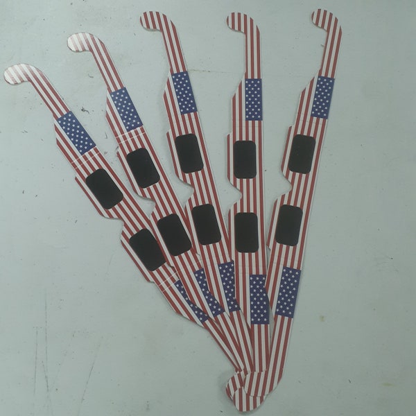 Solar Eclipse Glasses (American Flag Design) (5 Pack)