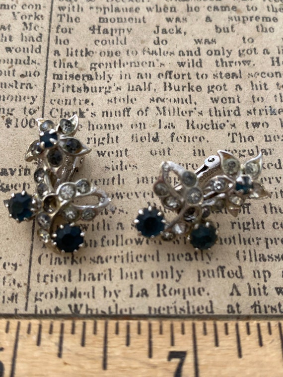Set of three blue clip back earrings including on… - image 6
