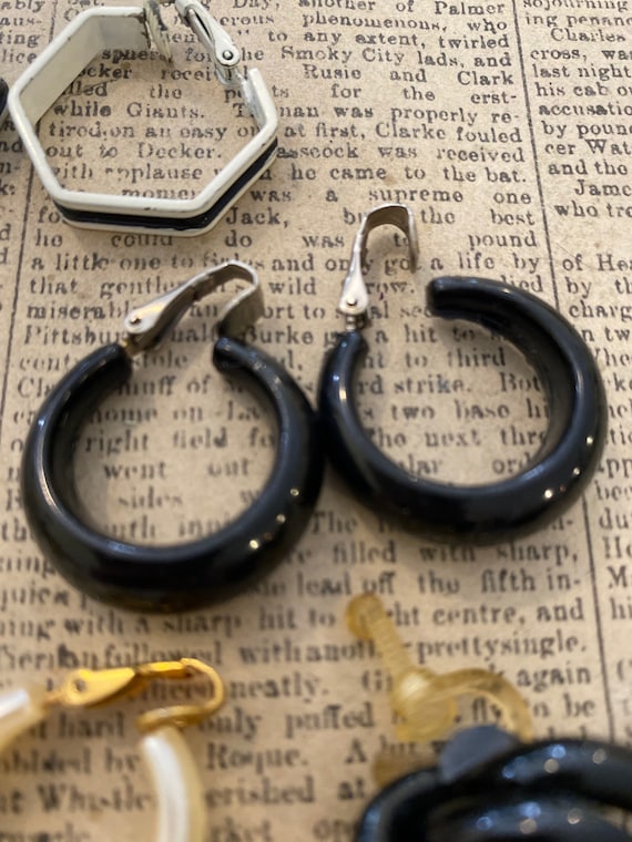 Clip back earring set of 6-  black and white. - image 6