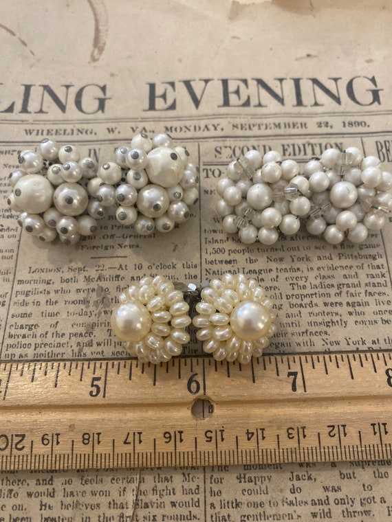 Clip on earring set- faux pearls - image 1