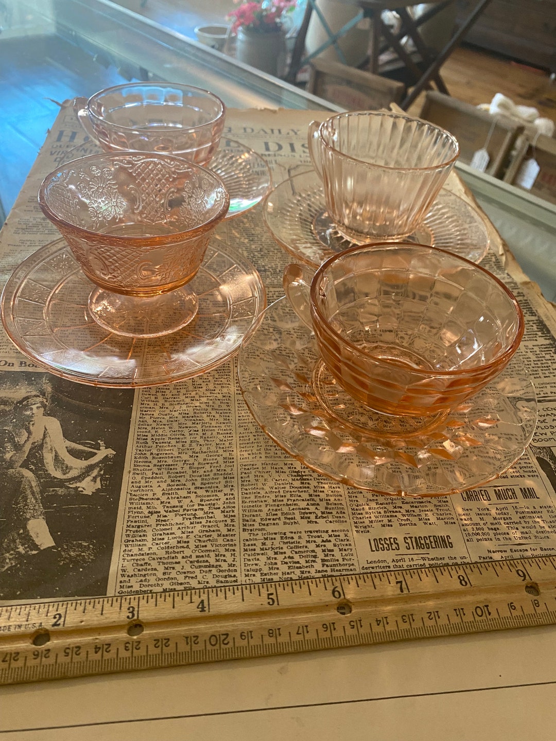 Pink Depression Glass Etsy