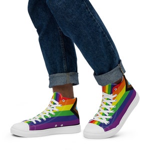 LGBT Pride Progressive Flag Men’s High Top Canvas Shoes