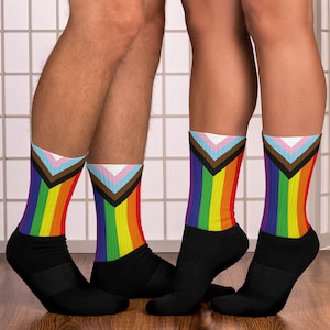 LGBT Pride Progressive Rainbow Flag Crew Socks