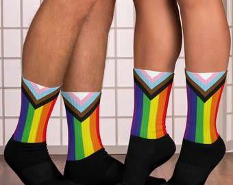 LGBT Pride Progressive Rainbow Flag Crew Socks