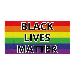 LGBT Pride Black Lives Matter Rainbow Flag Beach Towel