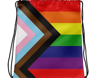 Progressive LGBT Pride Rainbow Flag Drawstring Bag