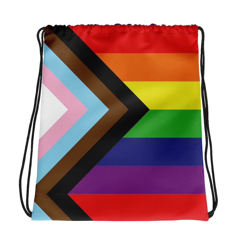 Progressive Lgbt Pride Rainbow Flag Drawstring Bag Etsy