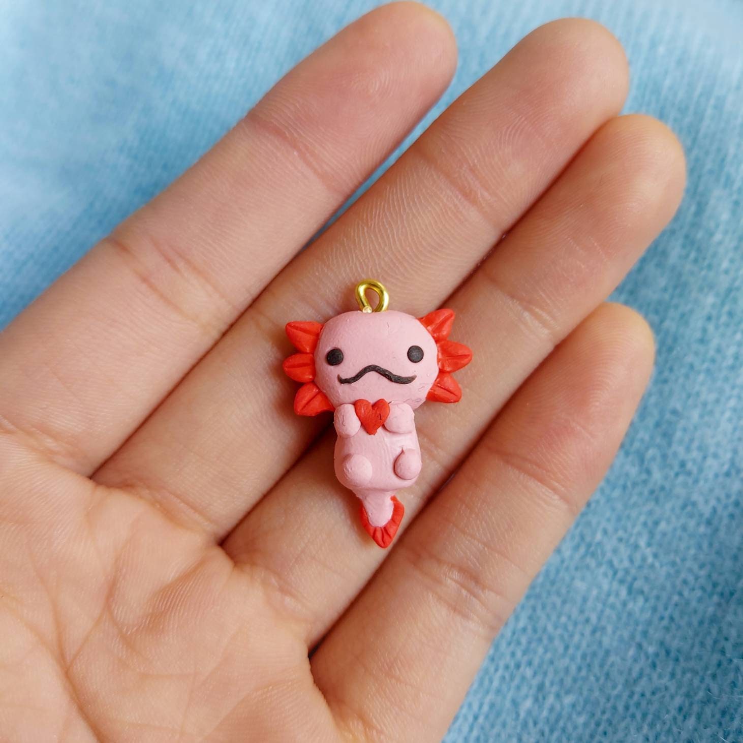 Axolotl Kawaii Charm Cute Polymer Clay Charm Figurine Axolotl Kawaii Small  Sculpture Axolotl Lover Amphibians Handmade Figure 