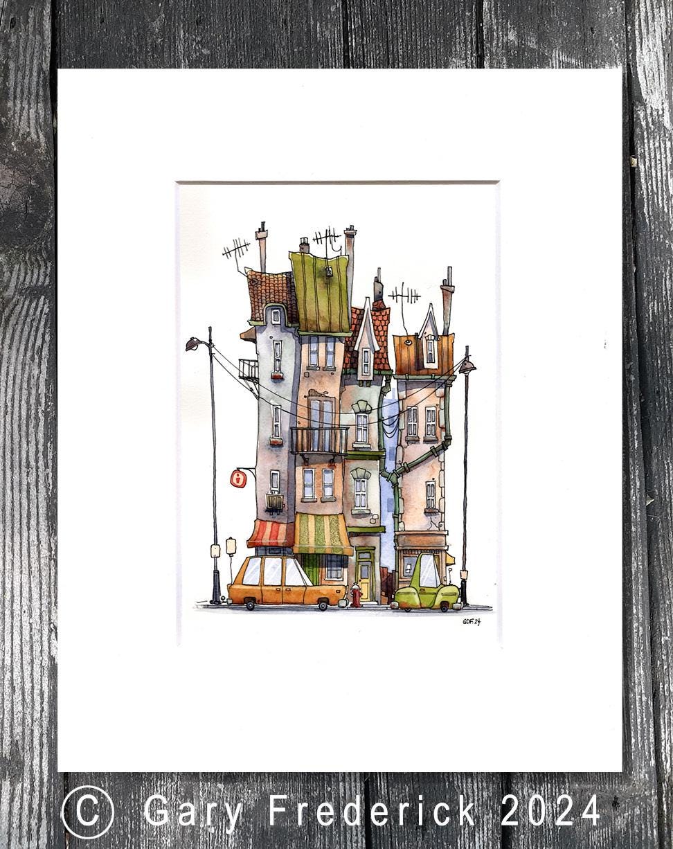 Watercolour limited print. Gary Frederick Line and Wash.8" x 10" acid free mat. Unframed.
