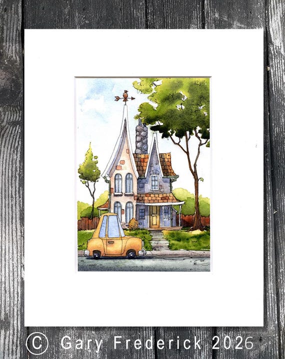 Watercolor print. As seen on You Tube. Line and wash. 8" x 10" (image 5"x7") Acid free mat.