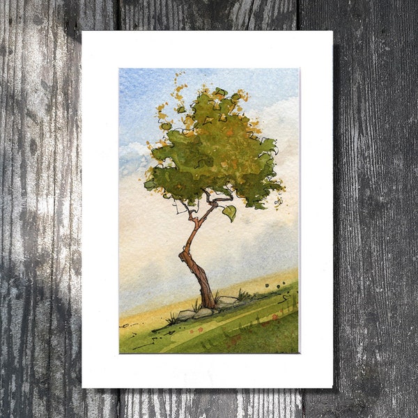 Arte original de acuarela. Forrar y lavar. Tapete libre de ácido de 5"x7" (imagen 3"x5"). Sin marco