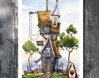 Watercolour and ink - Gary Frederick . Print 5.5" x 8.5" . Unframed