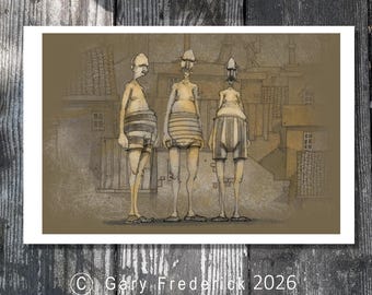 Watercolor PRINT- Gary Frederick. Line and wash. 8.5" 5.5" Digitally enhanced. Unframed