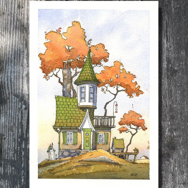 Acuarela original. Forrar y lavar. 6"x9" sin marco